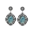 thumbnail image 3 of Womens Stainless Steel Eggshell Blue Stone Ornate Drop Earrings, 3 of 4