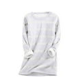 thumbnail image 5 of pimelu Fleece Sweatshirt for Women Womens Thickened Plush Sweatshirts Winter Soft Fuzzy Fleece Sherpa Sweater Long Sleeve Fashion Striped Print Ladies Pullover Tops, 5 of 5