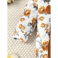 thumbnail image 6 of Newborn Baby Girl Clothes Baby Girls One-piece Romper Newborn Girls Long Sleeve Floral Bodysuit with Hat 2PCS Set Brown 3-6 Months, 6 of 7