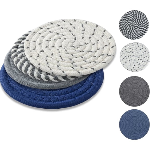 4 Pcs Cotton Trivets Mats for Kitchen,8 Inch Trivets for Hot Dishes, Hot Pads for Countertops and Table, Heat-Resistant Pot Holders for Hot Pots and Pans