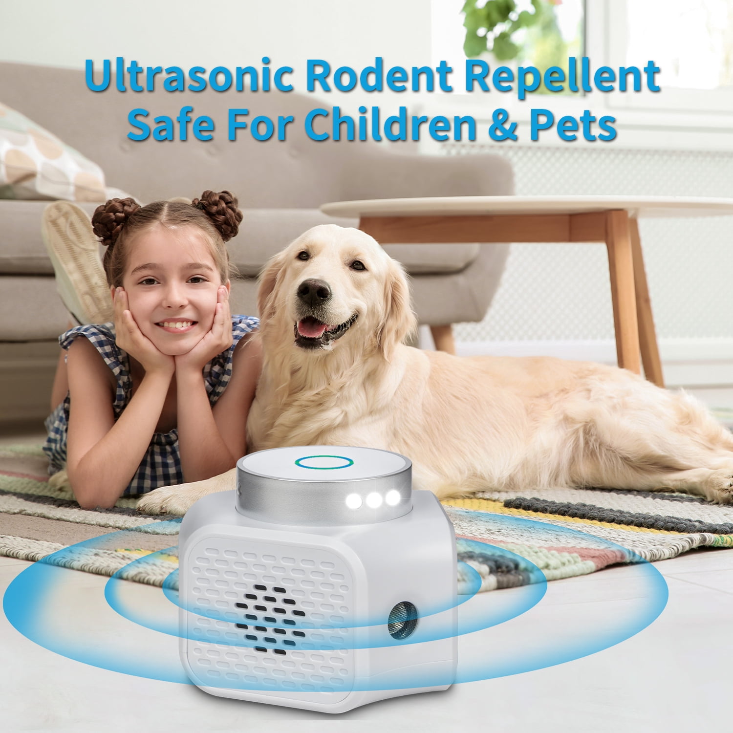 Dr.Shark Indoor Ultrasonic Mice Repellent, 2PC, Dual Ultrasound, 3 Speakers, 9 Flashing Lights