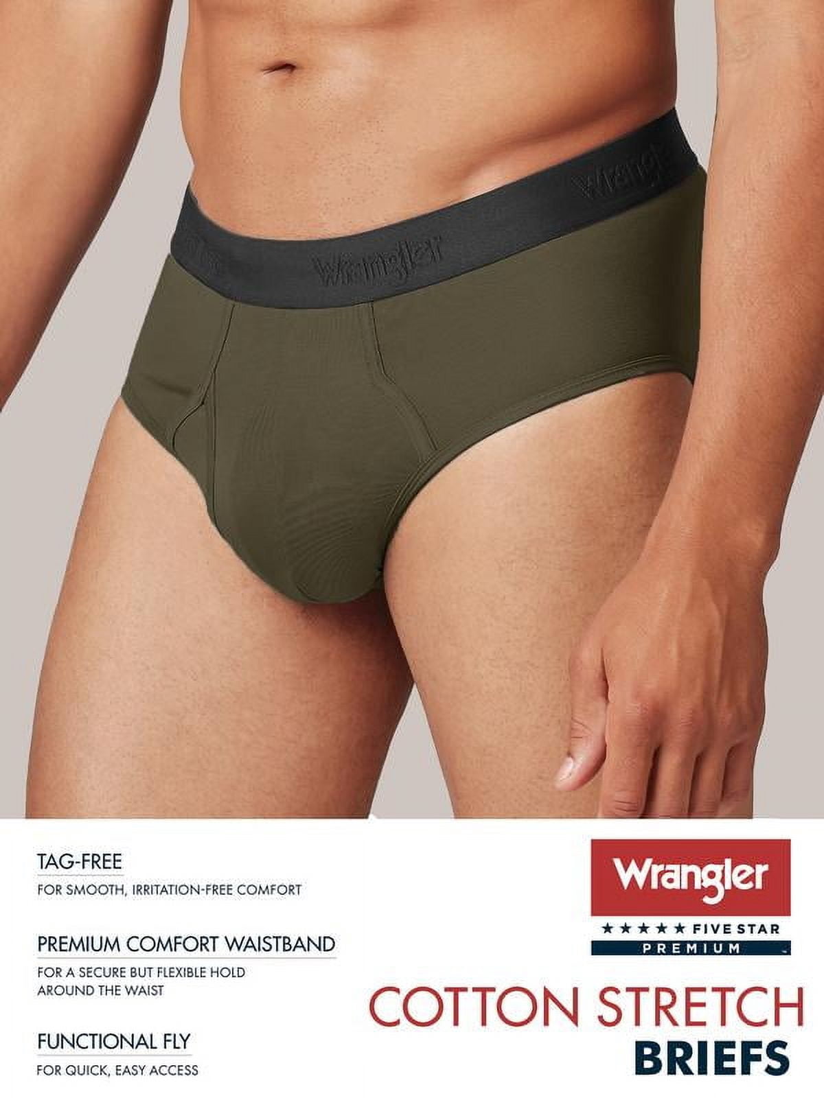 Wrangler Men's Cotton Stretch 6" Boxer Brief Men's Underwear, Large, Black/Dark Olive/Charcoal, 6-Pack