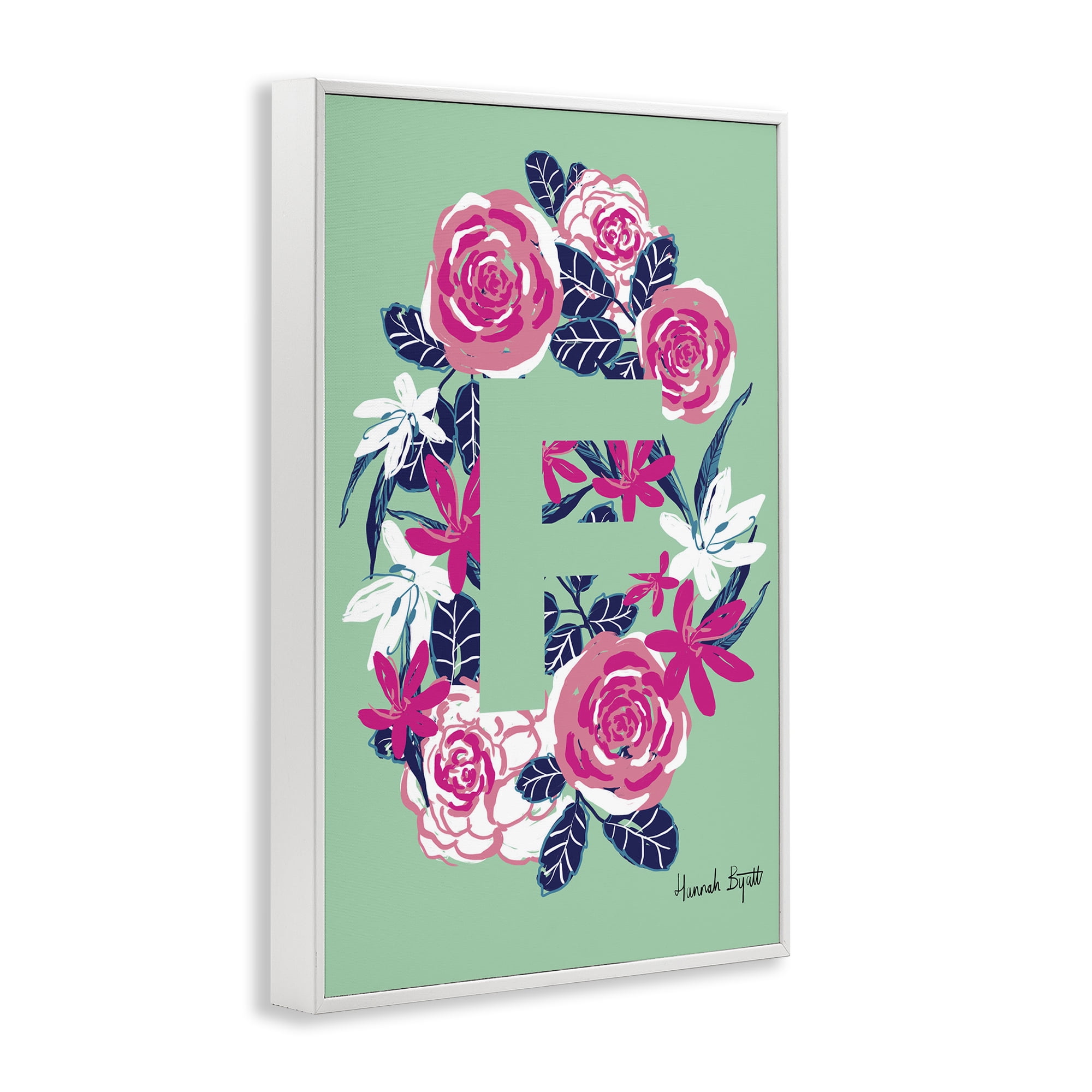 Stupell Industries Floral Bloom Letter F Botanical & Floral Painting White Framed Art Print Wall Art, 12 x 18