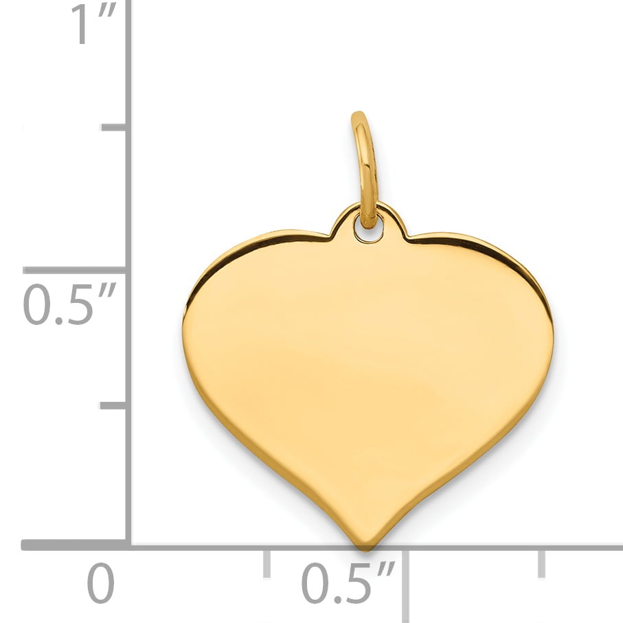 14k Yellow Gold Heart Disc Pendant Charm Necklace Engravable Curved Shaped Fine Jewelry Gifts For Women For Her