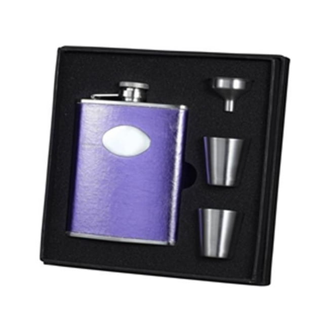 Noir Black Crocodile Leather 6 oz Stainless Steel Deluxe Flask Gift Set