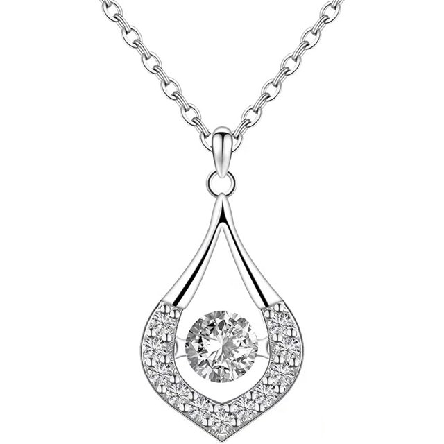 Cadena de clavícula para mujer, collar con colgante de circonio cúbico de plata de ley 925, regalos exquisitos para niñas y mujeres Rojo Verde