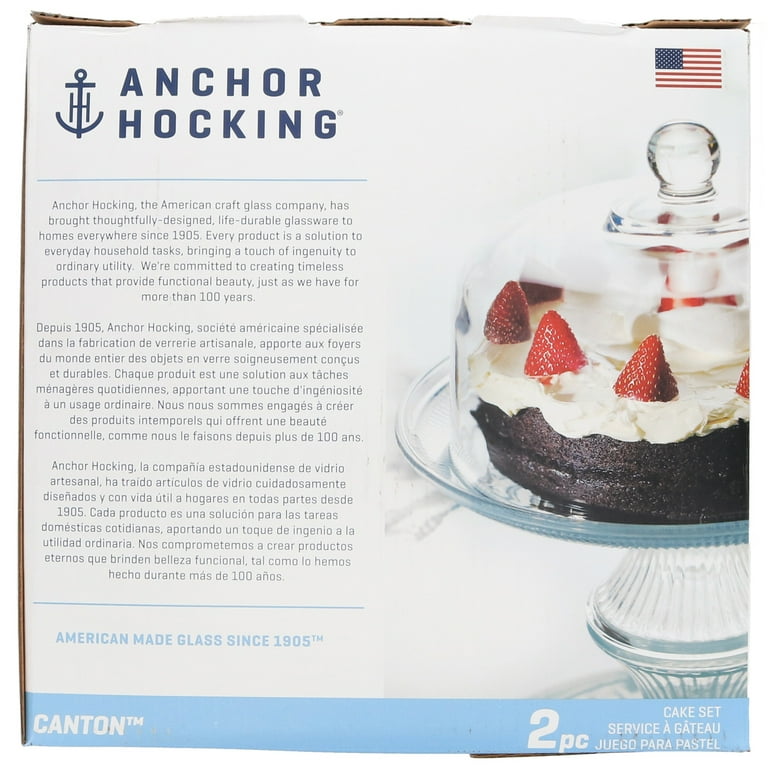 Anchor Hocking ケーキスタンド S L 2点セット Anchor Hocking Canton Glass Cake Stand Set with Pedestal