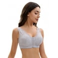 thumbnail image 4 of Unique Bargains Women's Lace Zip Front Closure Wirefree Wide Straps Bras D 42 Grey, 4 of 6