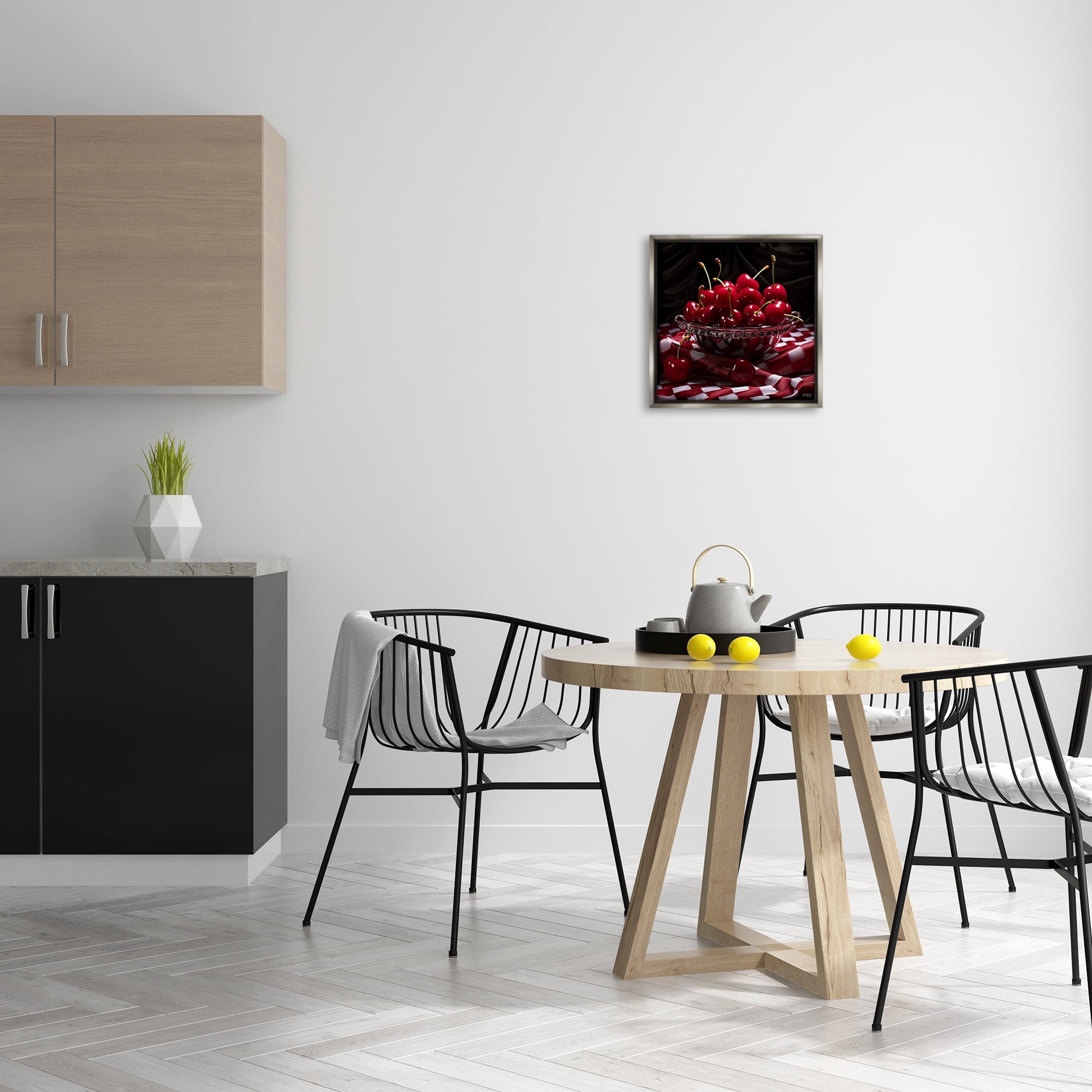 Stupell Industries Plump Cherries Still Life Food & Beverage Painting Gray Floater Framed Canvas Art Print Wall Art, 18 x 18