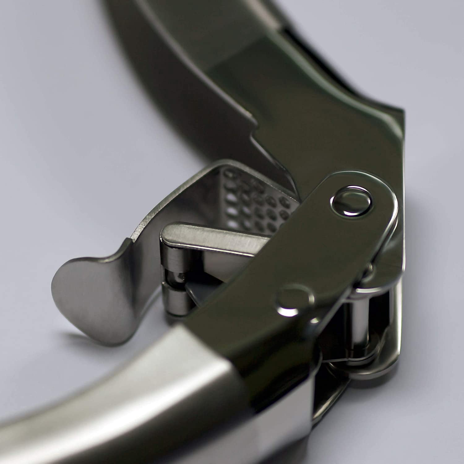 Stainless Steel Garlic Press, Double Lever Heavy Duty Mincer, Easy to Clean Rust Proof