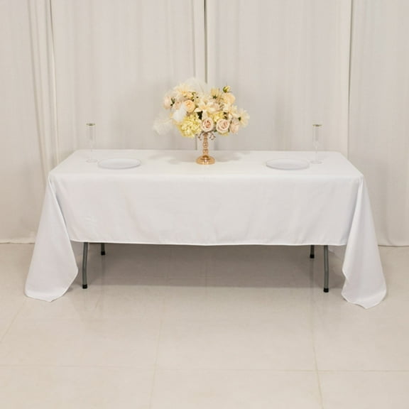 BalsaCircle 60" x 126" White Lamour Satin Rectangular Tablecloth Table Linen | 60x126" Washable Fabric Table Cloth Covers for Buffet Events Kitchen Dining Wedding Party Reception