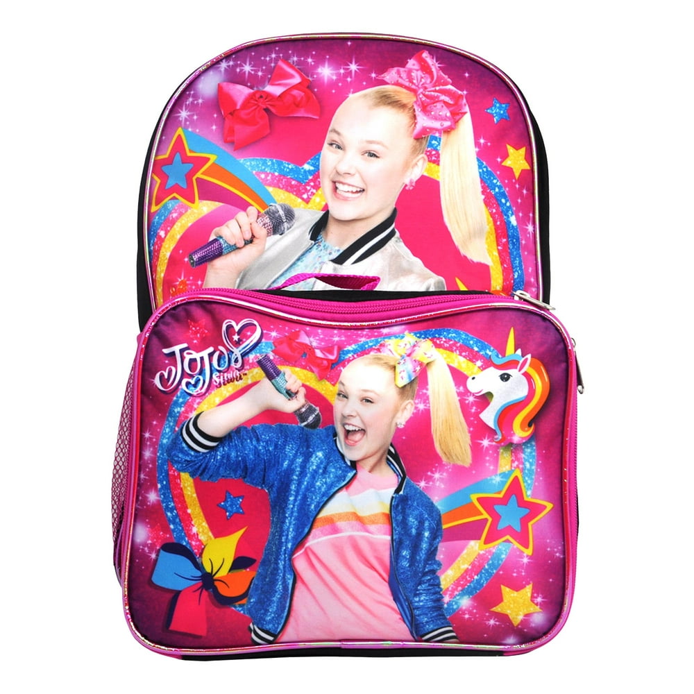 JoJo Siwa - Girls Jojo Siwa Large Backpack 16" w/ Detachable Lunch Bag