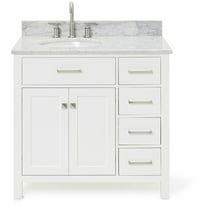Ariel H037slcw2ovo Bristol 37" Free Standing Single Oval Basin Vanity Set - White