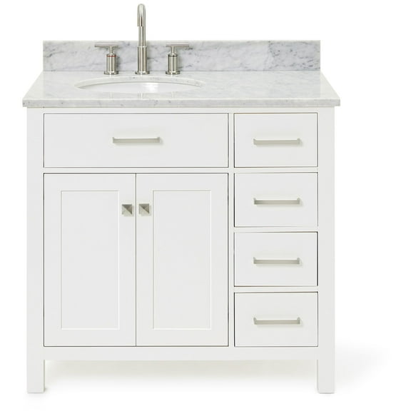 Ariel H037slcw2ovo Bristol 37" Free Standing Single Oval Basin Vanity Set - White