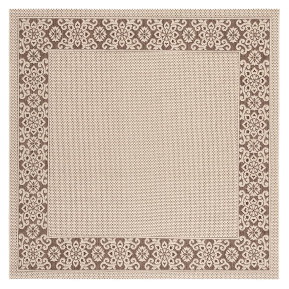 SAFAVIEH Outdoor CY6011-219 Courtyard Cream / Lt Chocolate Rug