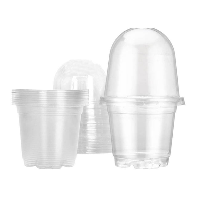 bedienty Reusable Planting Cups And Humidity Domes 10 Pcs Small Plants Nursery Pot For Vegetable Growth at The Top