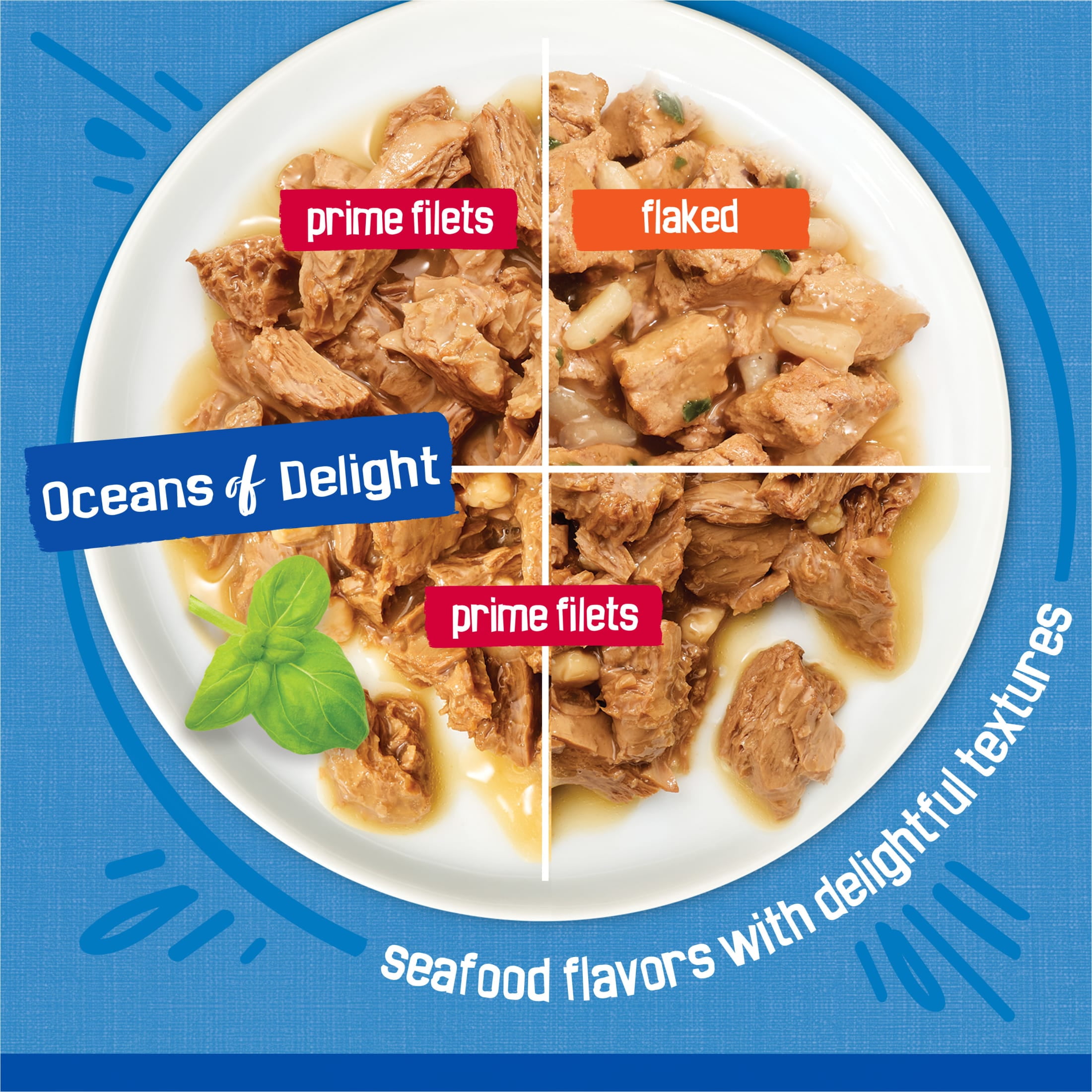 (24 pack) Purina Friskies Oceans of Delight Prime Filets & Flaked Wet Cat Food Variety Pack, 5.5 oz Cans (40 Pack)