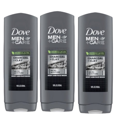 Dove Men+Care Body Wash For Men's Skin Care Charcoal + Clay Purifying- 13.5Oz (3 Pack)