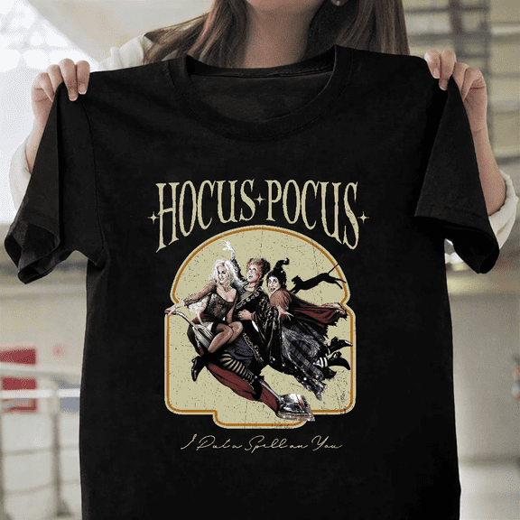 Retro Sanderson Sisters Hocus Pocus Halloween Art Unisex T-Shirt, up to size 3XL.