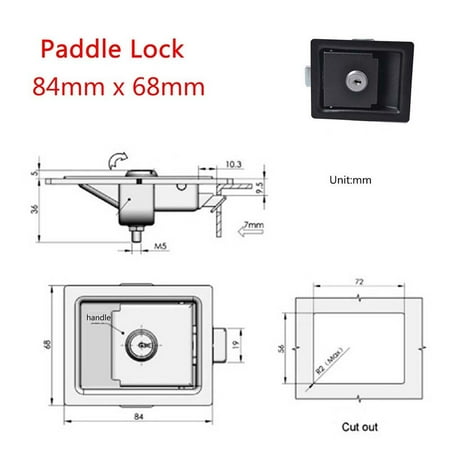 

4 PCS Trailer Tool Box Locks Anti-theft Paddle Handle Locks Caravan Trailer Accessories (Black)