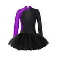 thumbnail image 4 of TiaoBug Kids Girls Figure Skating Ballet Dance Outfits Rhinestone Long Sleeve Leotard Tops with Tutu Skirt Set Purple 6, 4 of 5