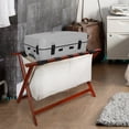 thumbnail image 3 of Casual Home Heavy Duty 34" Extra Wide Luggage Rack with Zippered Laundry Bag- Walnut, 3 of 6