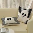 thumbnail image 4 of Halloween Pillow Covers 18x18 Set of 2 Black Stripes Cute White Ghost Throw Pillows Halloween Decorations Outdoor Pillowcase Halloween Home Decor Linen Farmhouse Cushion Case for Couch Sofa, 4 of 6
