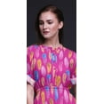 thumbnail image 2 of Bimba Robe Longue Imprimée à Taille Smockée en Rayonne Colorée avec Plumes Fente Latérale pour Femme-TTTG, 2 of 6