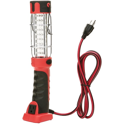 Woods 36-LED Hand Held Work Light with Grounded Outlet, 6' Cord, Red by Coleman Cable