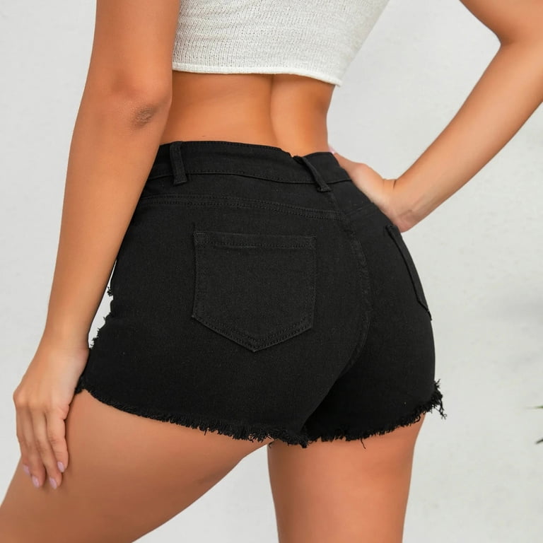 Landzoo Women'S Shorts Solid Color Zip Front With Pockets Summer