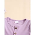 thumbnail image 4 of Honganda 1-5T Girls Summer 2PCS Pants Sets Flying Sleeve Button A-line Tops Flared Pants Sets, 4 of 9