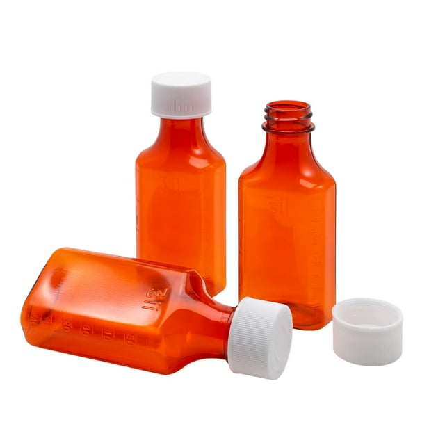 Frascos de medicina líquida Ezy Dose Amber Ovalados de 60 ml (caja de 132)