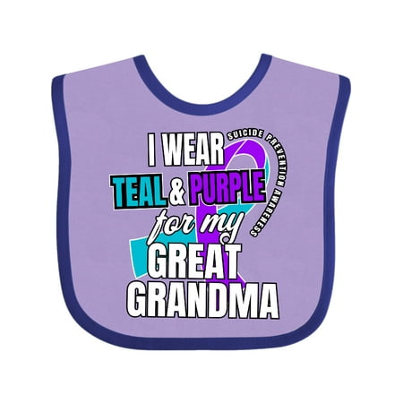 

Inktastic Suicide Prevention I Wear Teal and Purple For My Great Grandma Gift Baby Boy or Baby Girl Bib