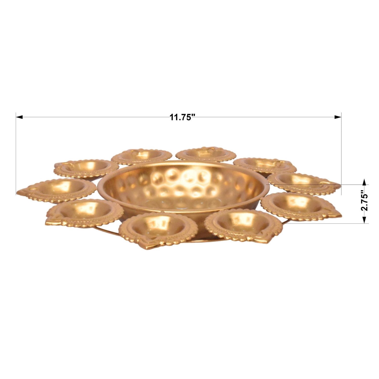 Way to Celebrate Diwali Decoration Metal Urli Bowl Gold Finish 11.75 inch