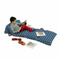 thumbnail image 3 of Sports Floor Pillow Lounger Cover, Baseball Patterns on Vertical Striped Background Stars Design, Nap Mat Printed Fabric Case for 5 Pillows, 88" x 36", Night Blue Red White, by Ambesonne, 3 of 5