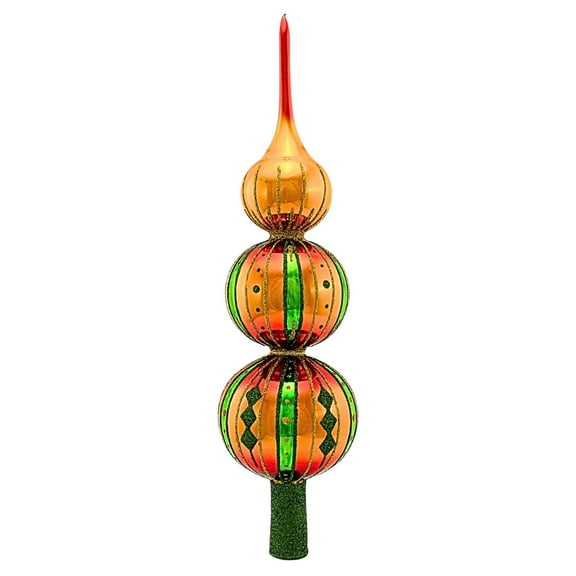 Metzler Bros. 15.75In Gold & Green Tree Topper, Glass, 9309210