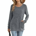 thumbnail image 5 of ABATAB Womens Sweaters Crewneck Long Sleeve Ribbed Knit Pullover Casual Tunic Long Tops Fall Spring Outfits with Pockets, 5 of 6