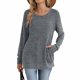thumbnail image 4 of Neewe Womens Classic Plain Long Sleeve Tops Fall Winter Pullover T Shirts Round Neck Casual Fashion Basic Sweatershirt with Pocket, 4 of 5