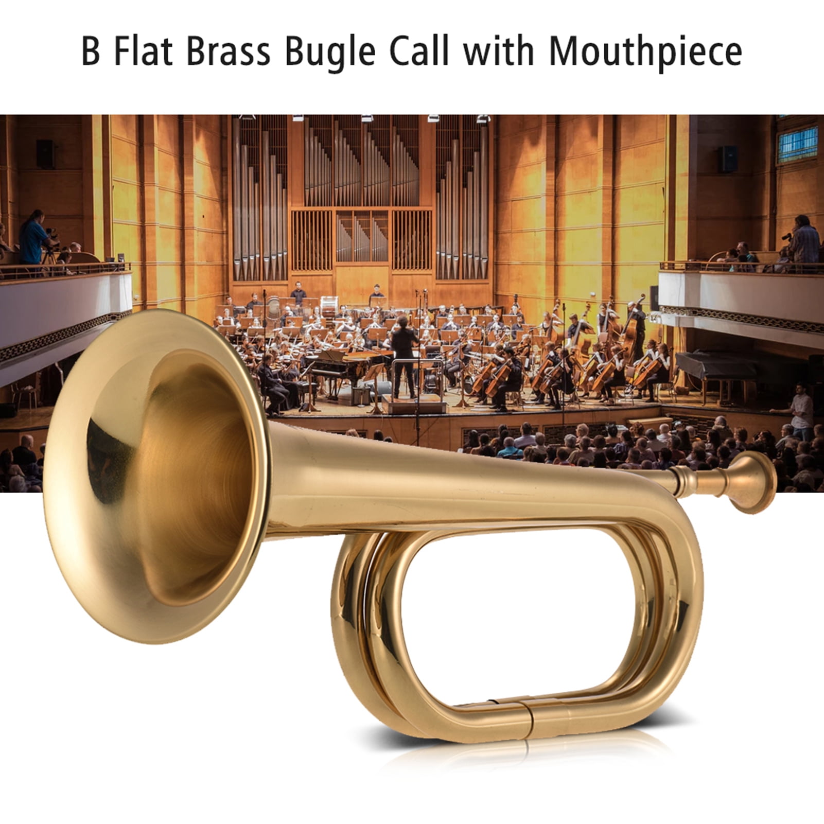 Muslady B Flat Bugle Call Trumpet Brass Cavalry Horn with