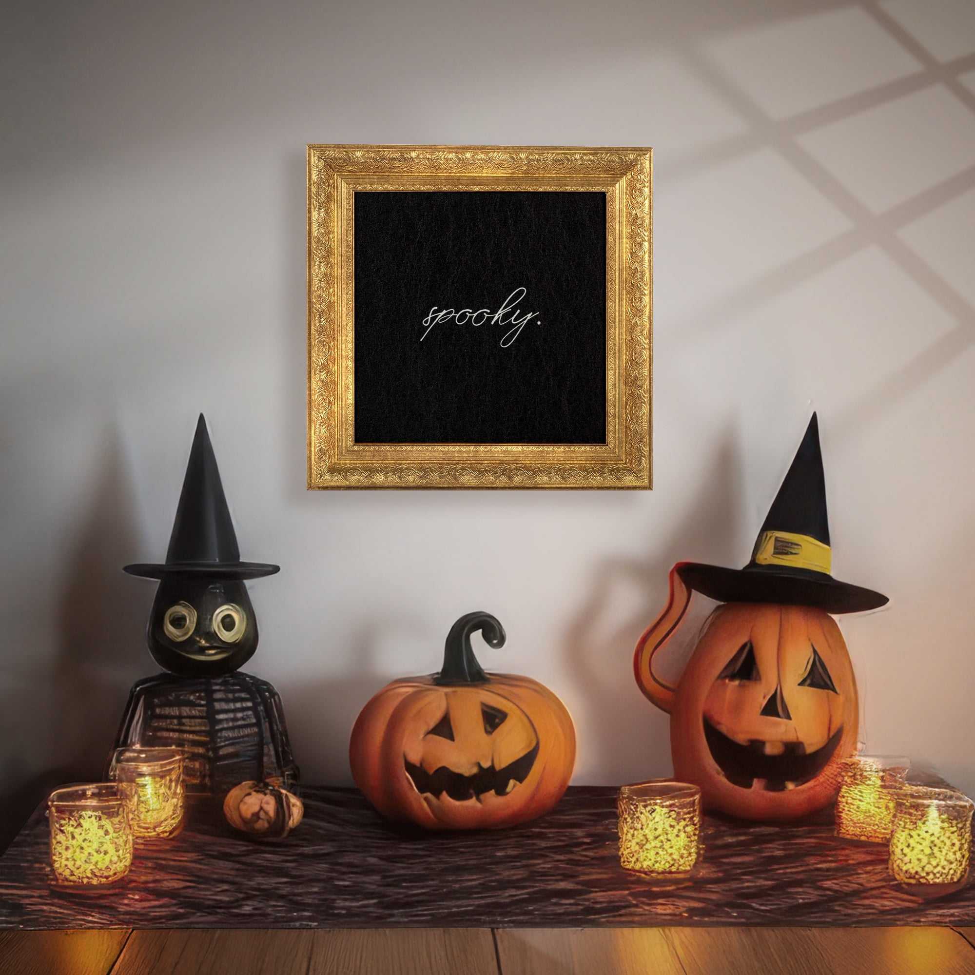 My Texas House Spooky Gold Framed Halloween Art Print by My Texas House, Antique Style, 12x12