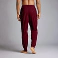 thumbnail image 5 of WTOBBY Men's Elastic Waist Drawstring Pocket Cuffed Casual Pants for Home Sleep Comfortable Soft Lounge Men's Pajama Trousers,Wine 3XL, 5 of 8
