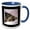 Blue/White, variant on 3drose, Cute Sleeping Black Brown Tabby Cat Photo, 15oz Two-tone Black Mug