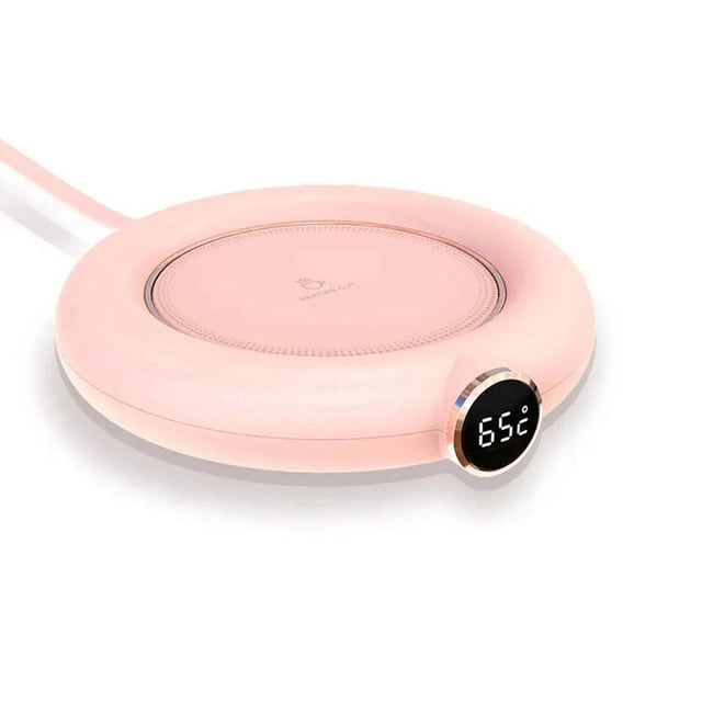 USB Cup Warmer Mini Portable Coffee Mug Heating Coaster Smart Digital Display Thermostatic Adjustment Timing Heater, A
