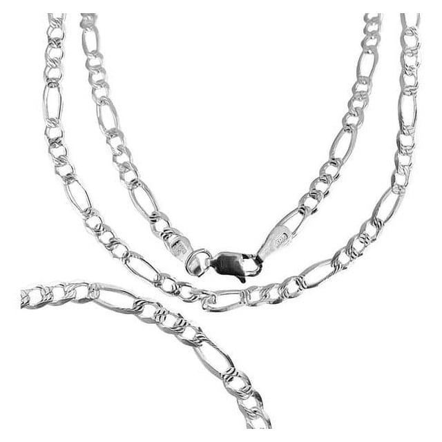 JOYARIS Cadena De Plata 925 Diamantada Hombre Fígaro 45 Cm X 5 Mm DM-0000806