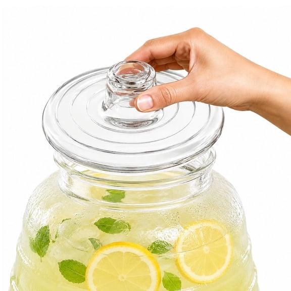 2.5 Gallon Barrel Beverage Dispenser Lid Replacement Glass Lid for Glass Beverage Dispenser, Glass Beverage Dispenser Lid For Iced Beverage Dispensers, Cookie Candy Jar, Universal Size Glass Lid