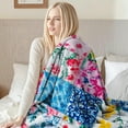 thumbnail image 5 of Sherpa Fleece Throw Blanket 30" x 40" Reversible Plush Fluffy Blanket, Double-Layer Super Soft Flannel Blanket for Sofa, Couch, Bed, Patchwork Floral Pattern, 5 of 8