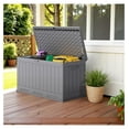 thumbnail image 5 of WDZS 90 Gallon Double-Wall Deck Box, Side Handles, HDPE Outdoor Large Storage Box Waterproof and Lockable for Patio Furniture, Garden, Pool (Gray, 90 Gallon), 5 of 7