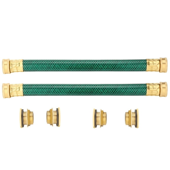 WADEO Rain Barrel Diverter Kit Rain Barrel Linking/Link/Connector Kit, Two 12 inch Hoses (Include Four Brass Bulkhead Tank Fittings)