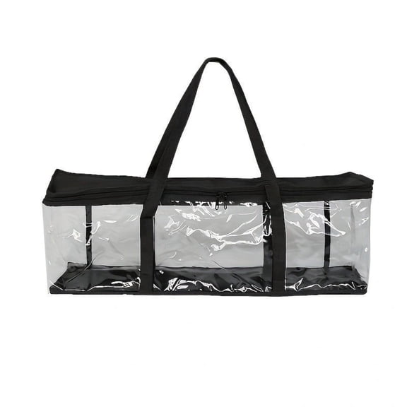 1 Pc Clear Plastic Storage Bag with Zipper, 20" Long Narrow Transparent Closet Shelf Organizer Tote with Wraparound Reinforced Handles, Heavy Duty Moving Bag for Clothes Sweaters Blankets