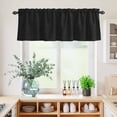 thumbnail image 5 of 3 Piece Kitchen Curtains and Valances Set Solid Black Cafe Curtains 36 Inch Length Retro Minimalism Abstract Denim Texture Valance & Tier Curtain for Living Room Bedroom Window 54"x18"+27"x36"*2, 5 of 6